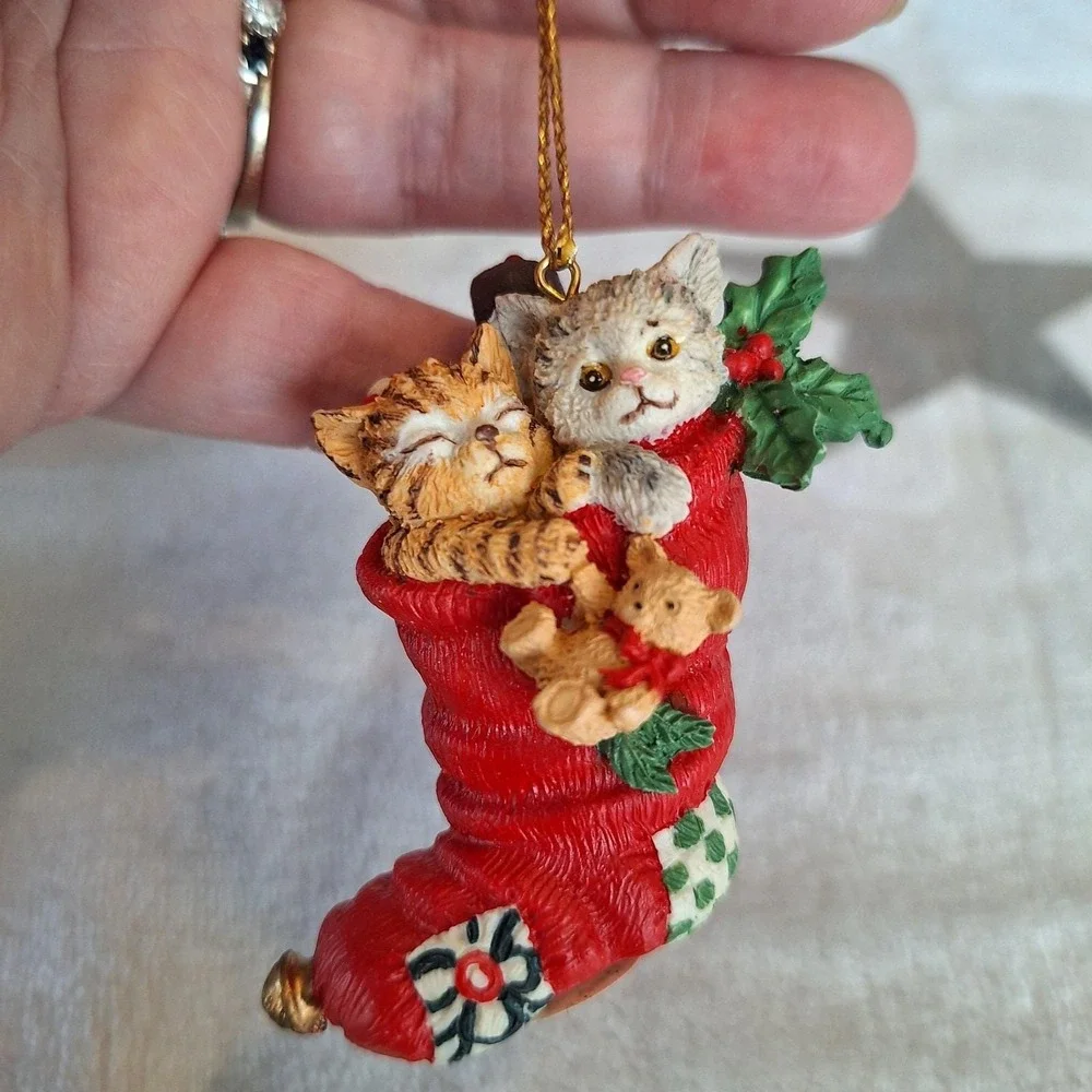 Giordano Art For Kurt Adler 2 Vintage Christmas Ornaments With Cats & Dogs